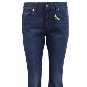 NWT GUCCI EMBROIDERED DARK RINSE FLARE JEANS